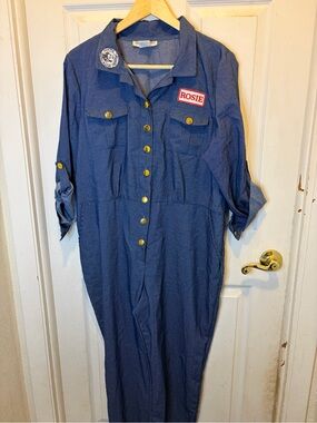 Rosie the Riveter Denim Jumpsuit/ Coveralls Costume